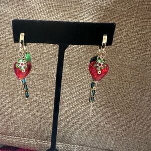 Heart-Shaped Red and Green Earrings